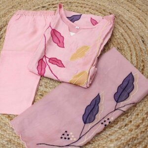 Alternative view of Pink with Aplique work Designer Kurta Set