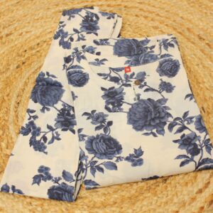 White with Indigo Floral Prints Kurta and Bottom