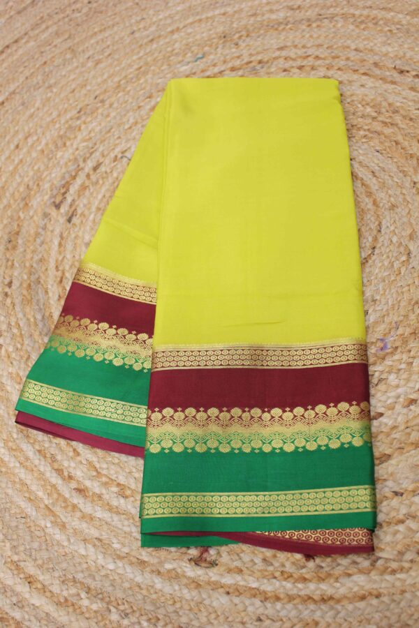 Olive, Maroon & Green 3D Pure Mysore Crepe Silk Saree