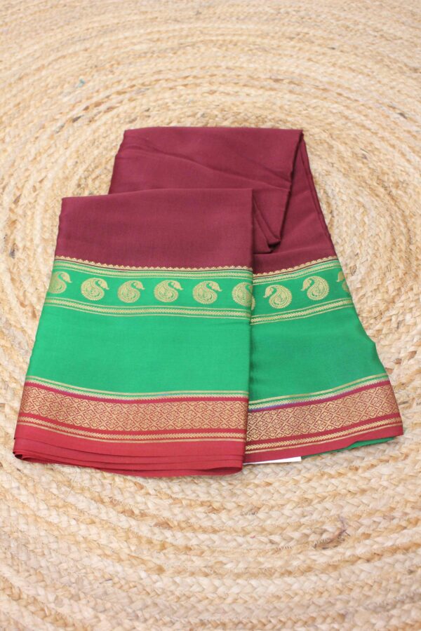 3D Mango Bentex Border Pure Mysore Crepe Silk Saree - Image 2