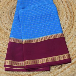 Alternative view of Zari Woven Chex with Bentex Border Pure Mysore Crepe Silk Saree