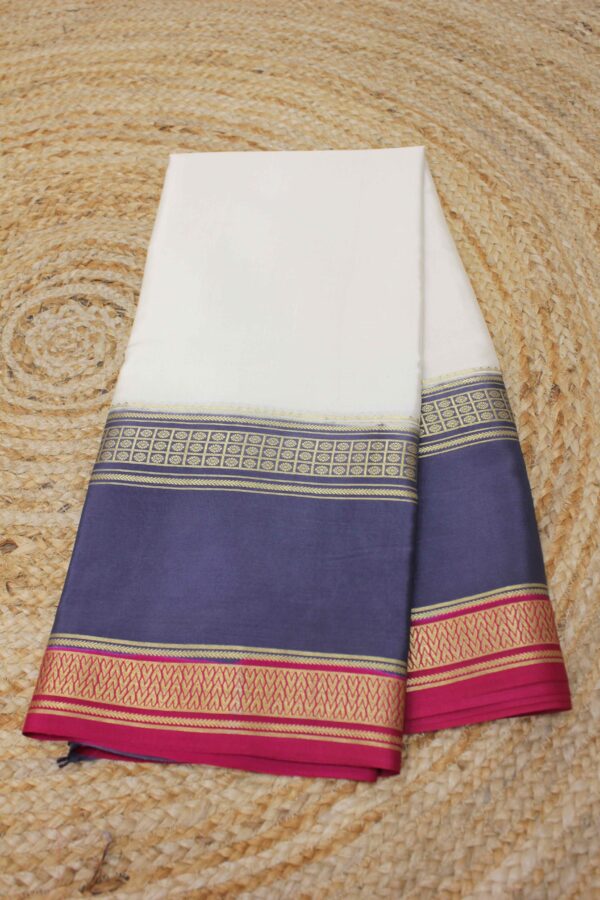 3D with Floral Bentex Border Pure Mysore Crepe Silk Saree - Image 2