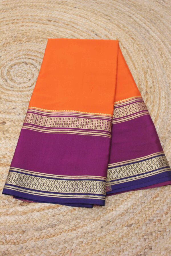 3D with Floral Bentex Border Pure Mysore Crepe Silk Saree - Image 3