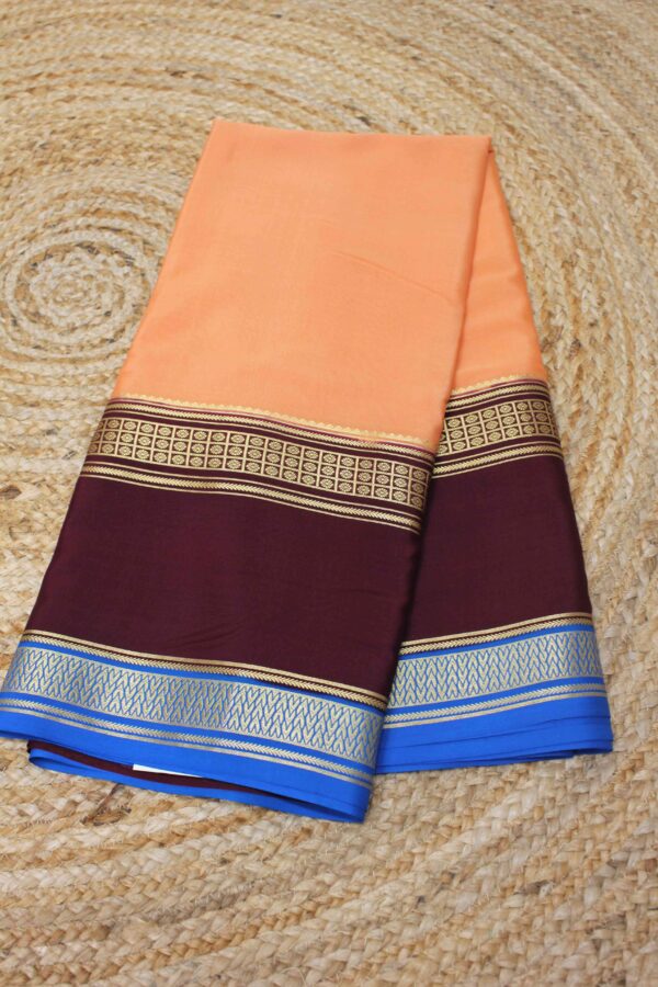 3D with Floral Bentex Border Pure Mysore Crepe Silk Saree - Image 6