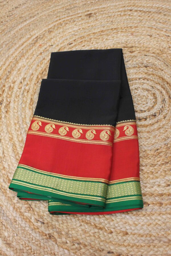 3D Mango Bentex Border Pure Mysore Crepe Silk Saree - Image 3