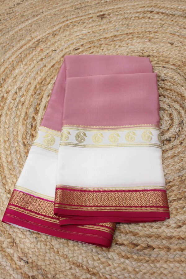 3D Mango Bentex Border Pure Mysore Crepe Silk Saree - Image 4