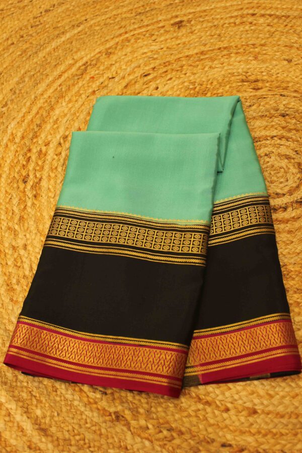 3D with Floral Bentex Border Pure Mysore Crepe Silk Saree - Image 7