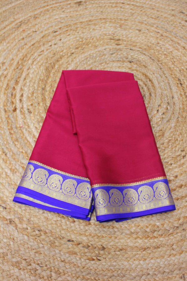 Plain with Mango Border Pure Mysore Crepe Silk Saree - Image 5