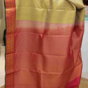 Chickoo & Red Zari Checks with Buttas Kanchi Silk Saree