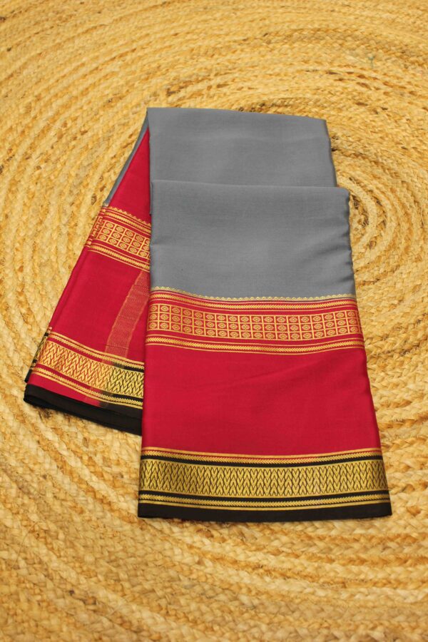 3D with Floral Bentex Border Pure Mysore Crepe Silk Saree - Image 8