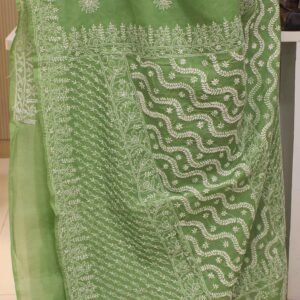 Floral Motifs Chikankari Hand Work Cotton Saree