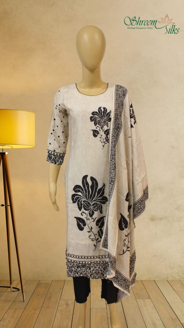 Pearl White & Black with Cut Dana & Sequence Work Kurta Set