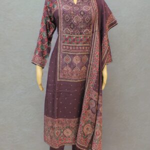 Purple & Black Ajrak Print Kurta Set
