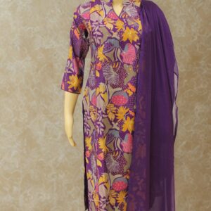 Purple Printed with Sequence Work Angrakha Kurta Set