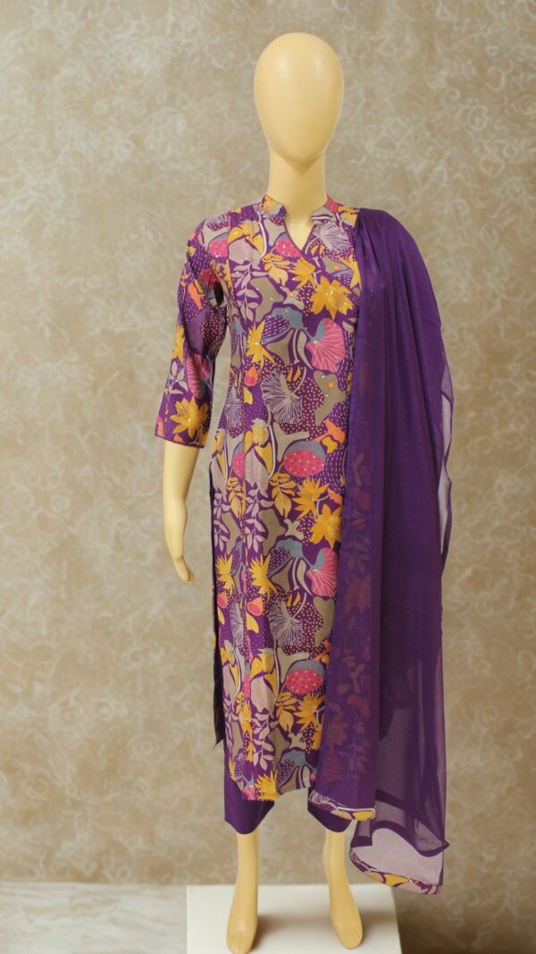 Purple Printed with Sequence Work Angrakha Kurta Set