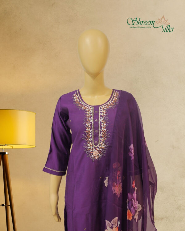 Purple with Beads and Pearl Work Designer Kurta Set