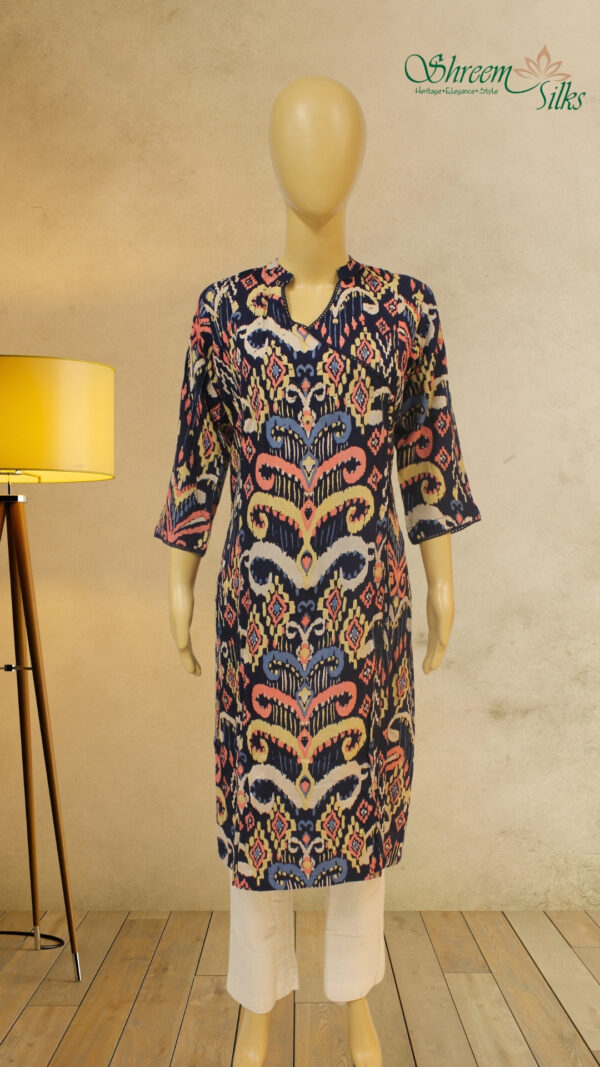 Navy Blue with Abstract Prints Kurta