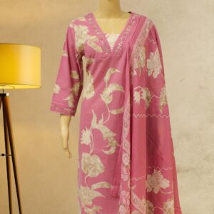 Pink & Beige with Pearl & Cut Dana Work Kurta Set