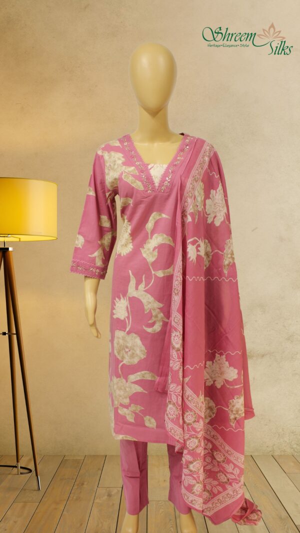 Pink & Beige with Pearl & Cut Dana Work Kurta Set