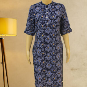 Blue Printed A Line Cotton Kurti