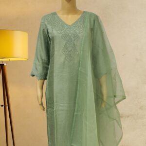 Green with Pearl work Designer Kurta Set