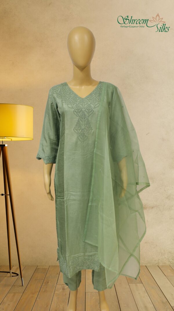 Green with Pearl work Designer Kurta Set