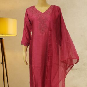 Magenta with Pearl work Designer Kurta Set