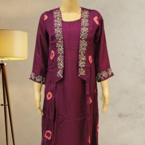 Purple with Cutdana work Designer Kurta Set with Jacket