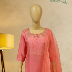Peach with Knot & Pearl work Designer Kurta Set