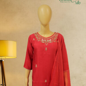 Cutdana & Pearl work Red Designer Kurta Set