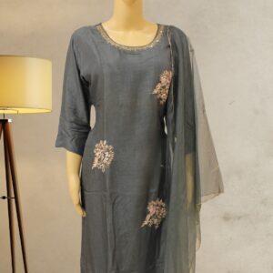 Grey with Sequence & Knot work Designer Kurta Set
