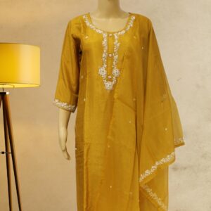 Golden Yellow with Zardosi & Beads work Designer Kurta Set