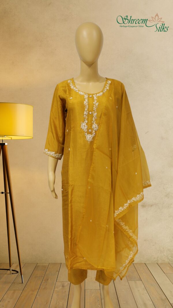 Golden Yellow with Zardosi & Beads work Designer Kurta Set