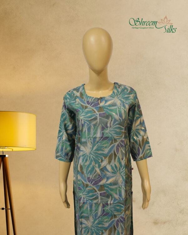 Sea Green with Prints Kurta and Bottom - Image 2