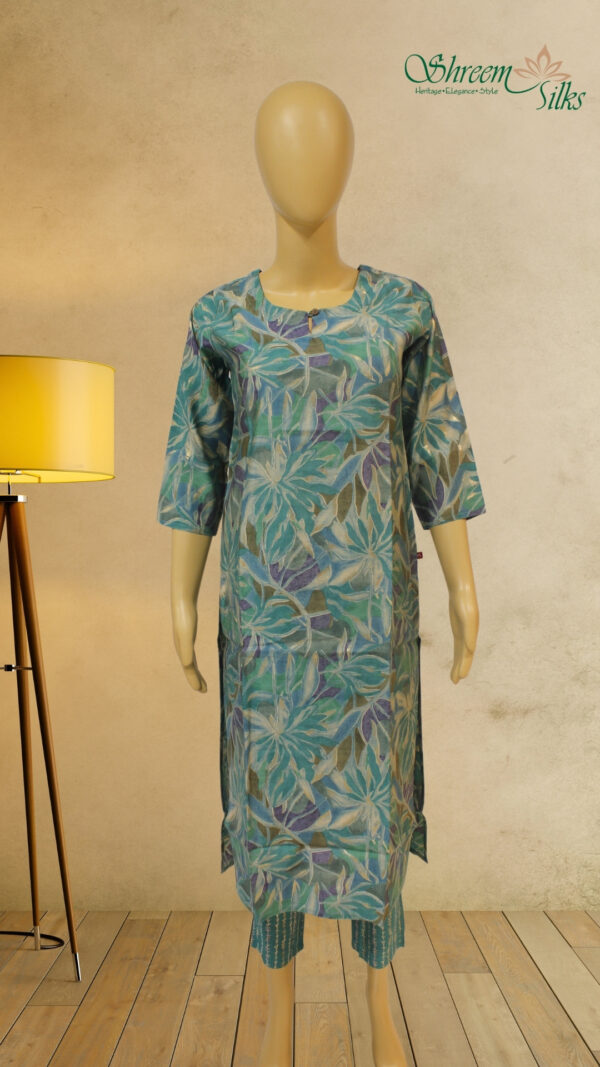 Sea Green with Prints Kurta and Bottom