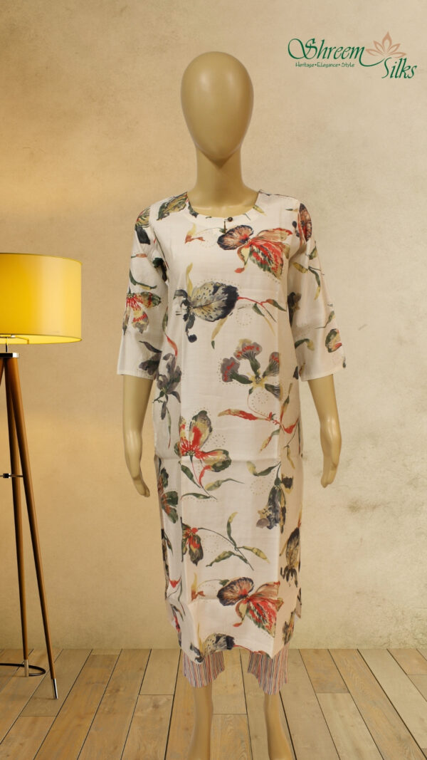 Off White Multicolor Floral Prints Kurta and Bottom