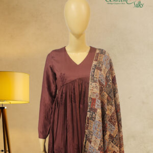 Brown Aliya Cut Anarkali Kurta Set