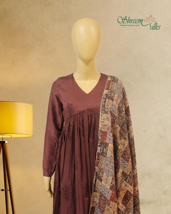 Brown Aliya Cut Anarkali Kurta Set