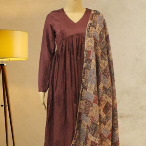 Alternative view of Brown Aliya Cut Anarkali Kurta Set
