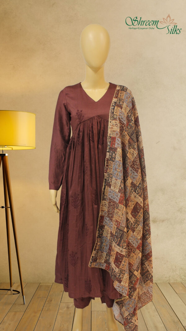 Brown Aliya Cut Anarkali Kurta Set - Image 2