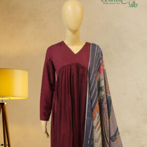 Alternative view of Wine Aliya Cut Anarkali Kurta Set