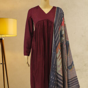 Wine Aliya Cut Anarkali Kurta Set