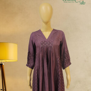 Purple Zari Woven Buttas Anarkali Kurta Set