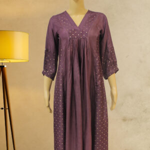 Alternative view of Purple Zari Woven Buttas Anarkali Kurta Set