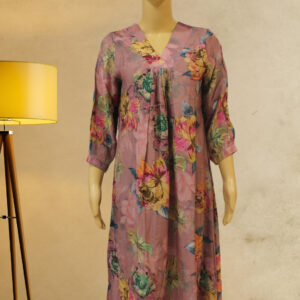Pink Floral Printed Anarkalli Kurta Set