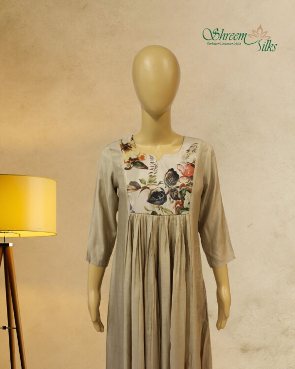 Beige Printed Anarkali Kurta Set - Image 2