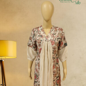 Alternative view of Beige with Pink Floral Prints Anarkali Kurta Set