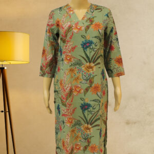 Green Floral Printed Kurti