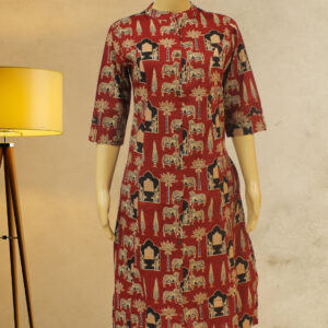 Maroon with Pichwai Prints A-Line Kurti
