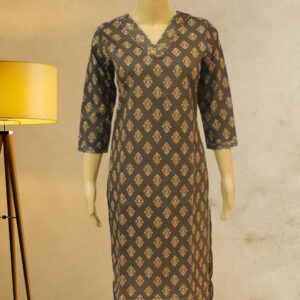 Grey Printed Cotton Kurti
